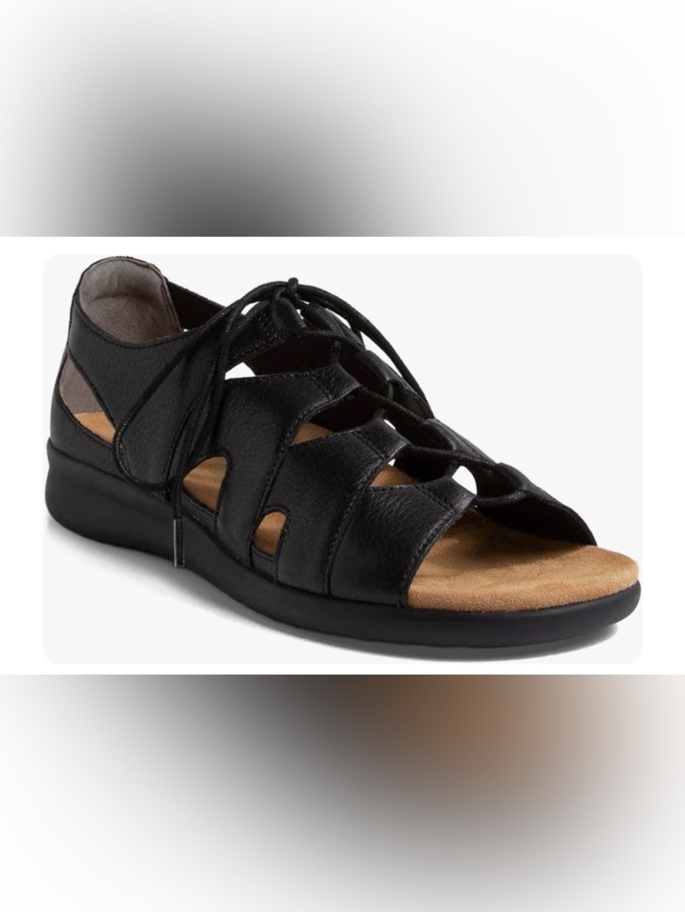 Ziera Barnett Womens Black Leather Comfort Sandals Lace Up‎ 40 US 9 Wide